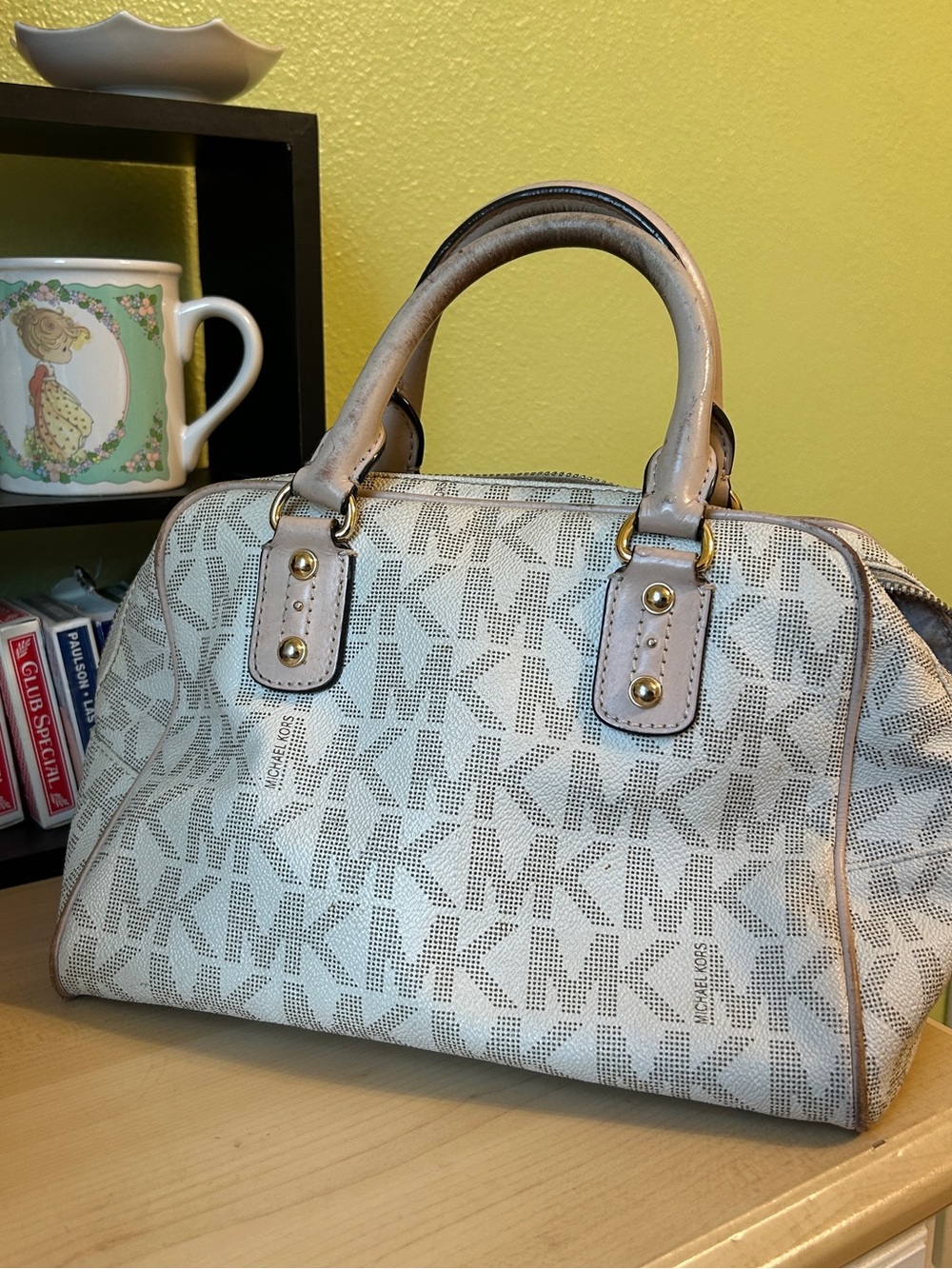 Michael Kors Vanilla MK Logo Satchel